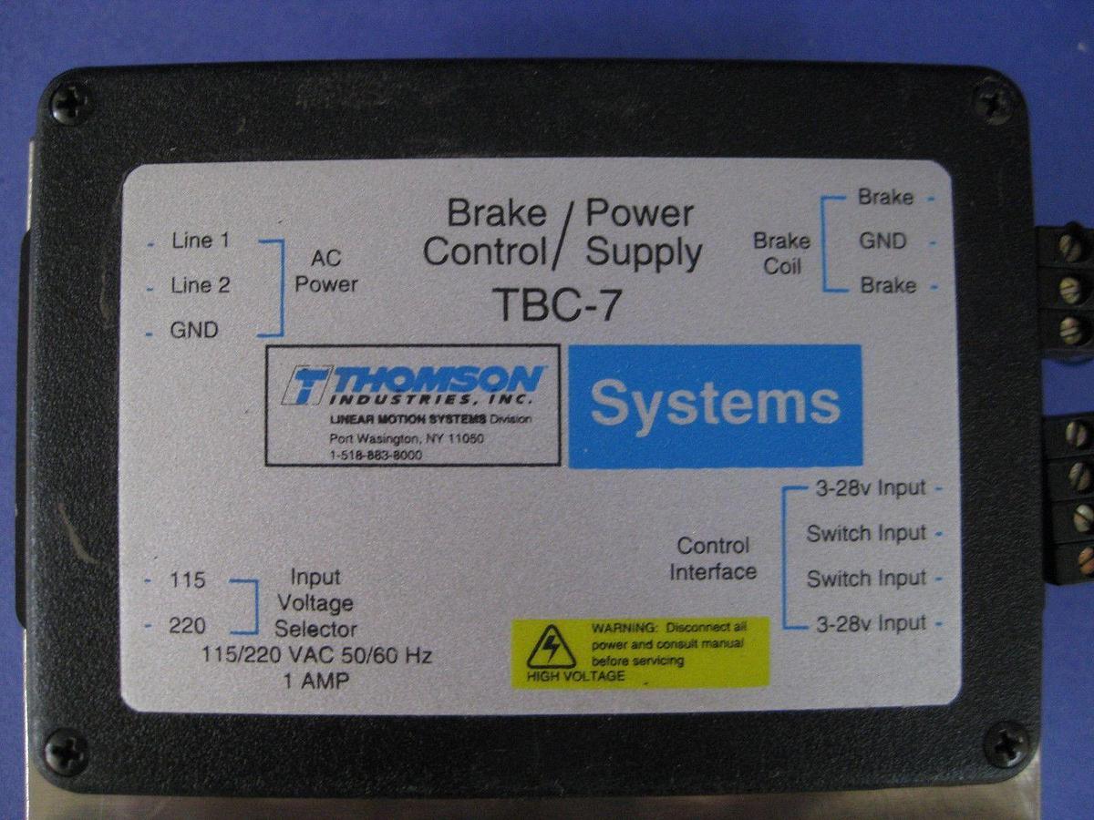 Used Thomson Industries TBC-7 Brake Control Power Supply, Lot of 2