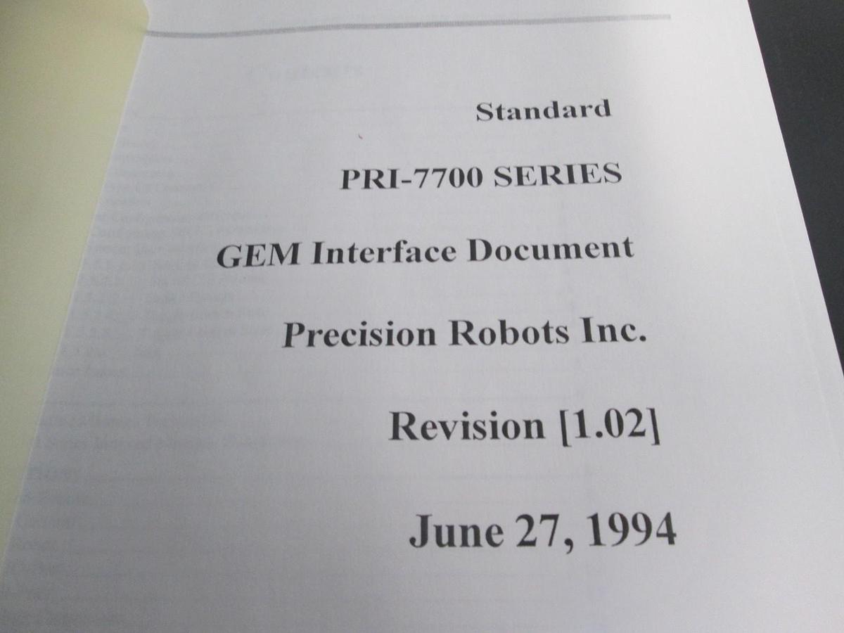 Used PRI Automation, PRI-7700 GEM Interface Document REV 1.02, Used