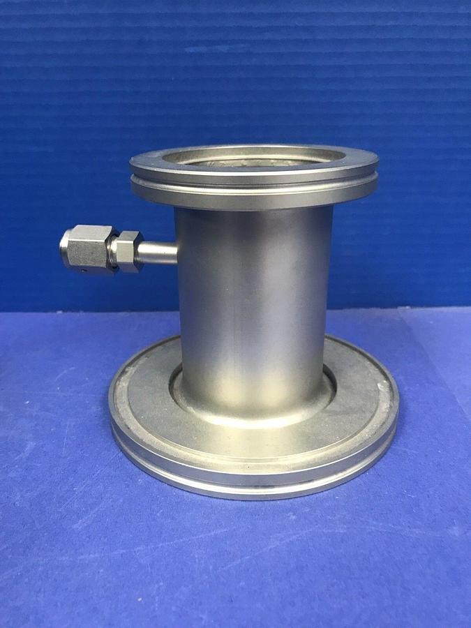 Used Stainless Steel Vacuum Fitting: ISO80 x ISO100 to ISO80 Full Nipple w/ 1 Port