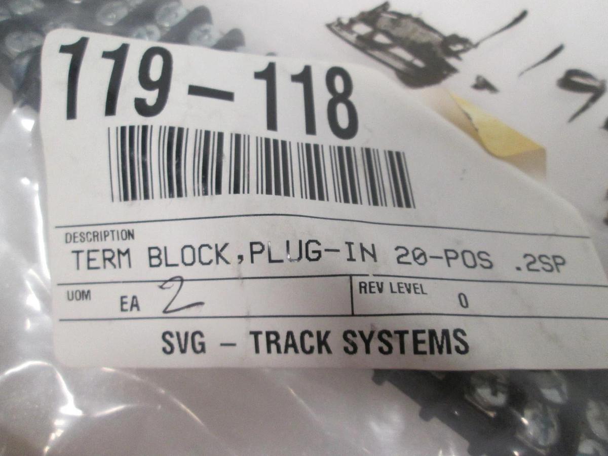 Terminal Block Plug-In, 20 Position, .2SP, 119-118, New, Lot of 2