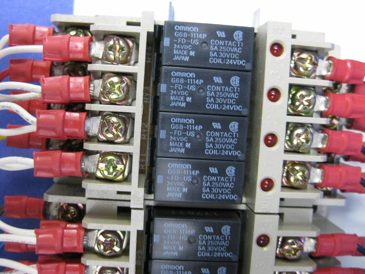 Used OMRON Relay Assy w/ G6B-1114P Relays and G6B-4BND Terminal Relay, Track Mount