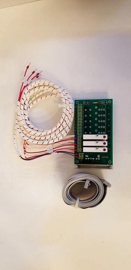 Used Opto 22 G4PB8 PCB w/ 3 Relay Modules and Ribbon Connector, Used