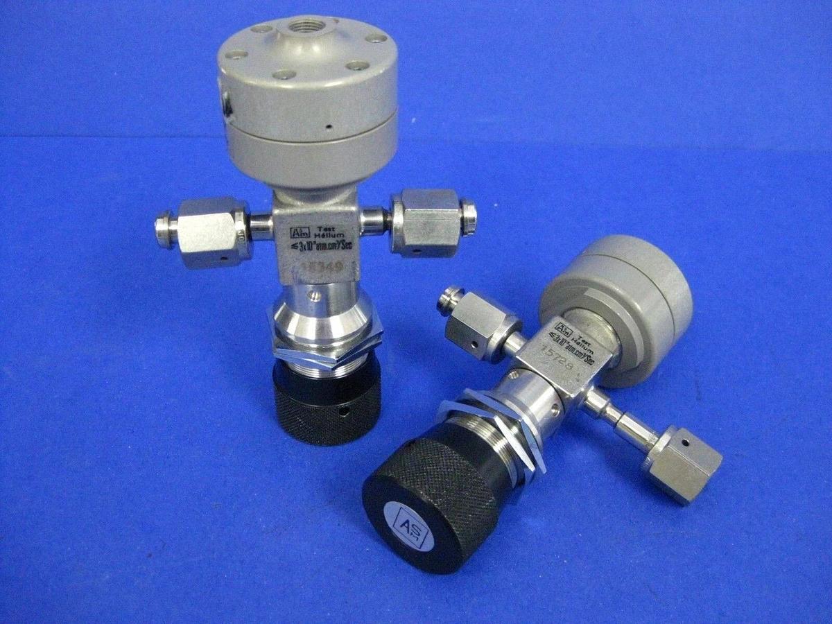 Used ASM Pneumatic, NC, Test Helium Valve, 3x10(-9) atm.cm3/sec - LOT of 2, Used