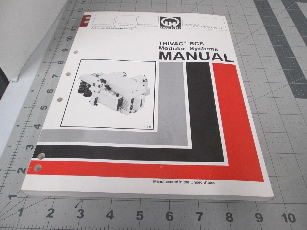 Used Leybold, Trivac BCS Modular Systems Manual, 722-78-028, Edition G, Used