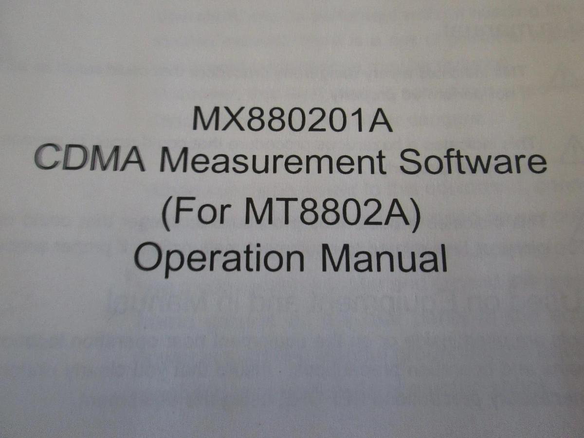 Used Anritsu MX880201A CDMA Measurement Software Operating Manual, Used