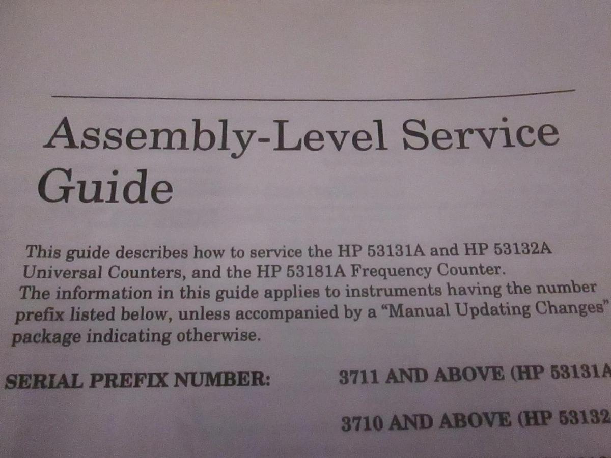 Used HP 53131A/132A/181A 225MHz Counter, Assy-Level Service Guide, Used