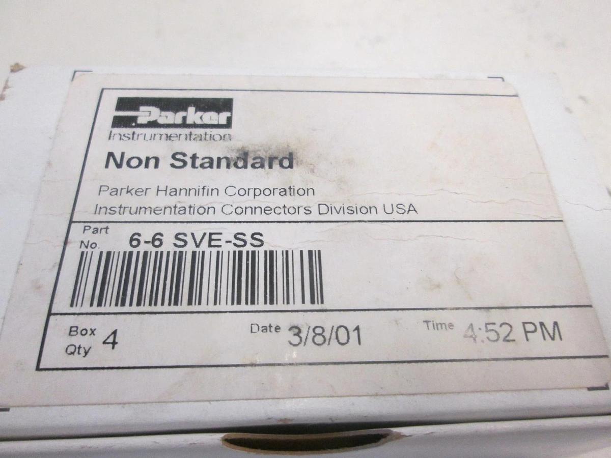 Parker, 6-6 SVE-SS, 45 Degree Elbow Fitting, Box of 4, New