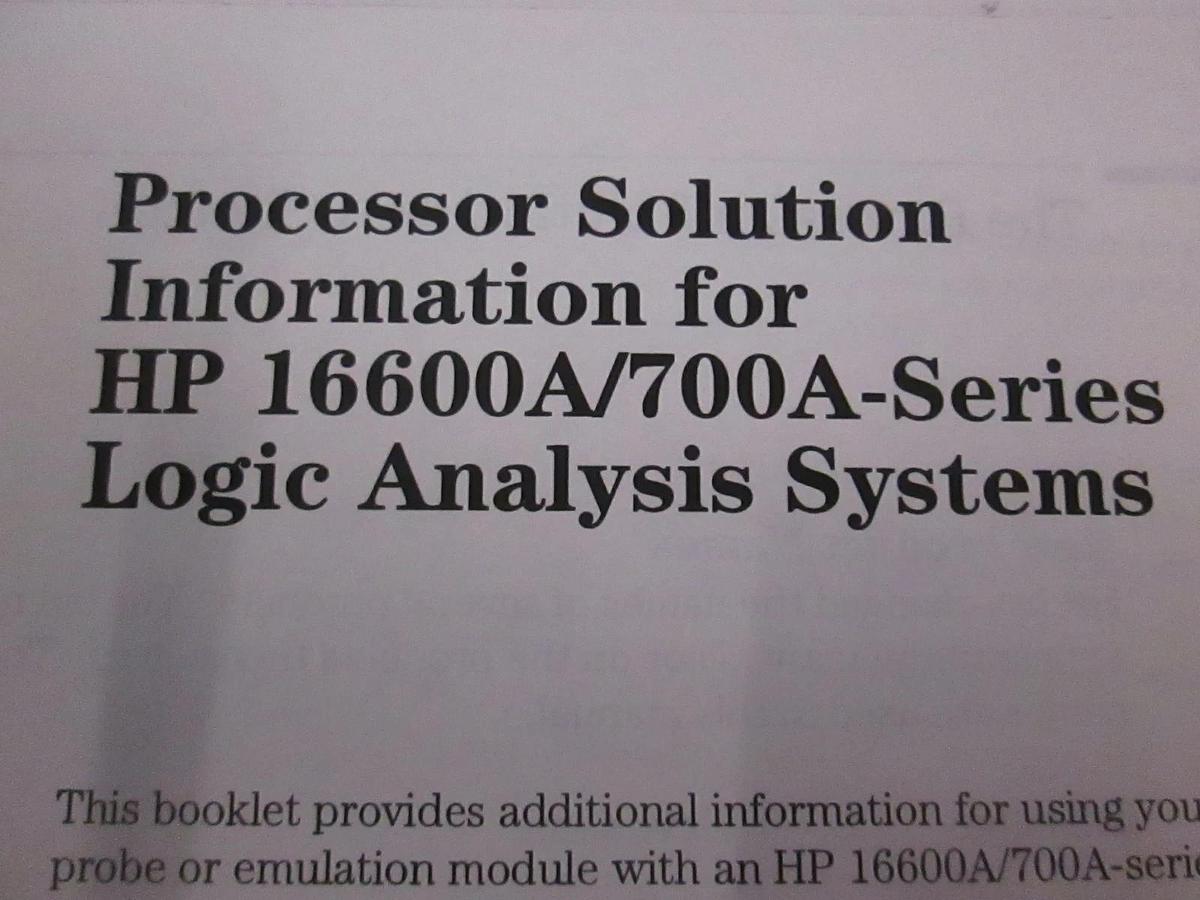 Used HP Processor 16600A/700A-Series Logic Analyzer Systems User Guide, Used