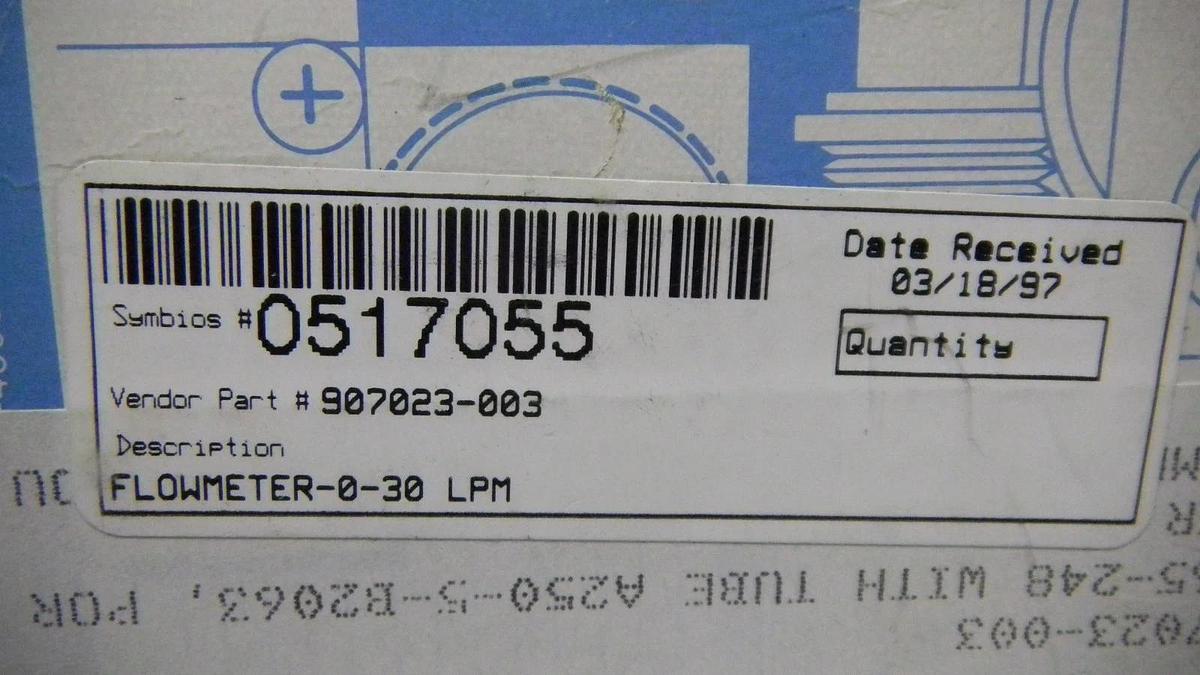Used Porter B-2063 Flowmeter, 0-30, NEW Watkins Johnson 907023-003