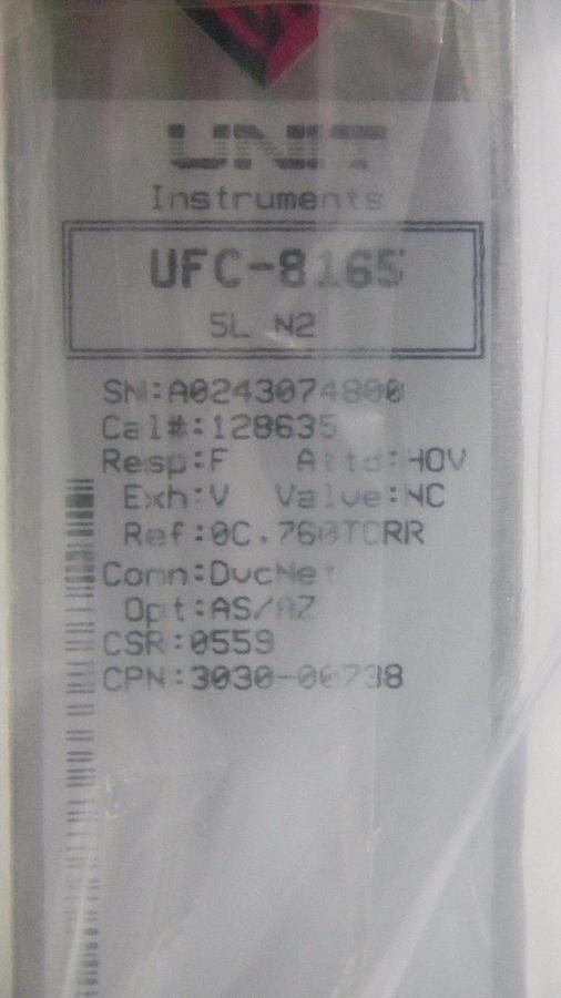 Used Unit UFC-8165, Mass Flow Controller, Gas- N2, Range- 5 L, 1/4" M I/O VCR