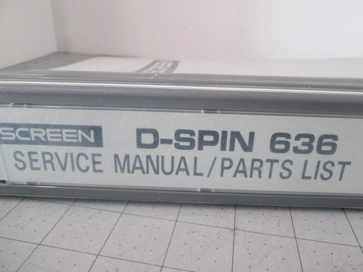 Used Screen, D-Spin 636, Service Manual/Parts List, Used
