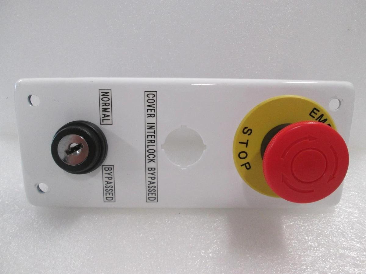Used Cover Interlock Bypass Panel w/ Emergency Stop Button, Used
