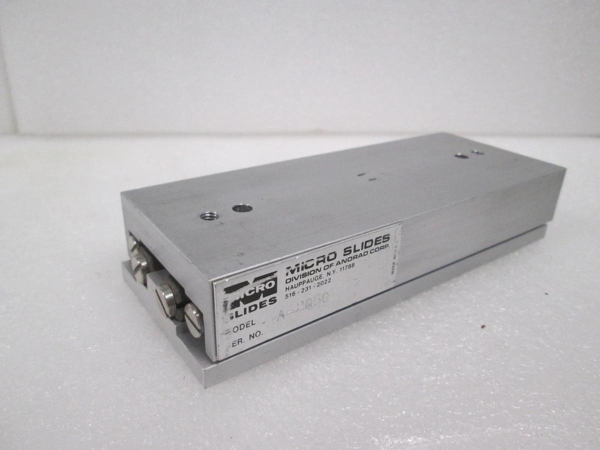 Used Micro Slides, A-2050, Linear Bearing Block w/ Slide Rail, Used
