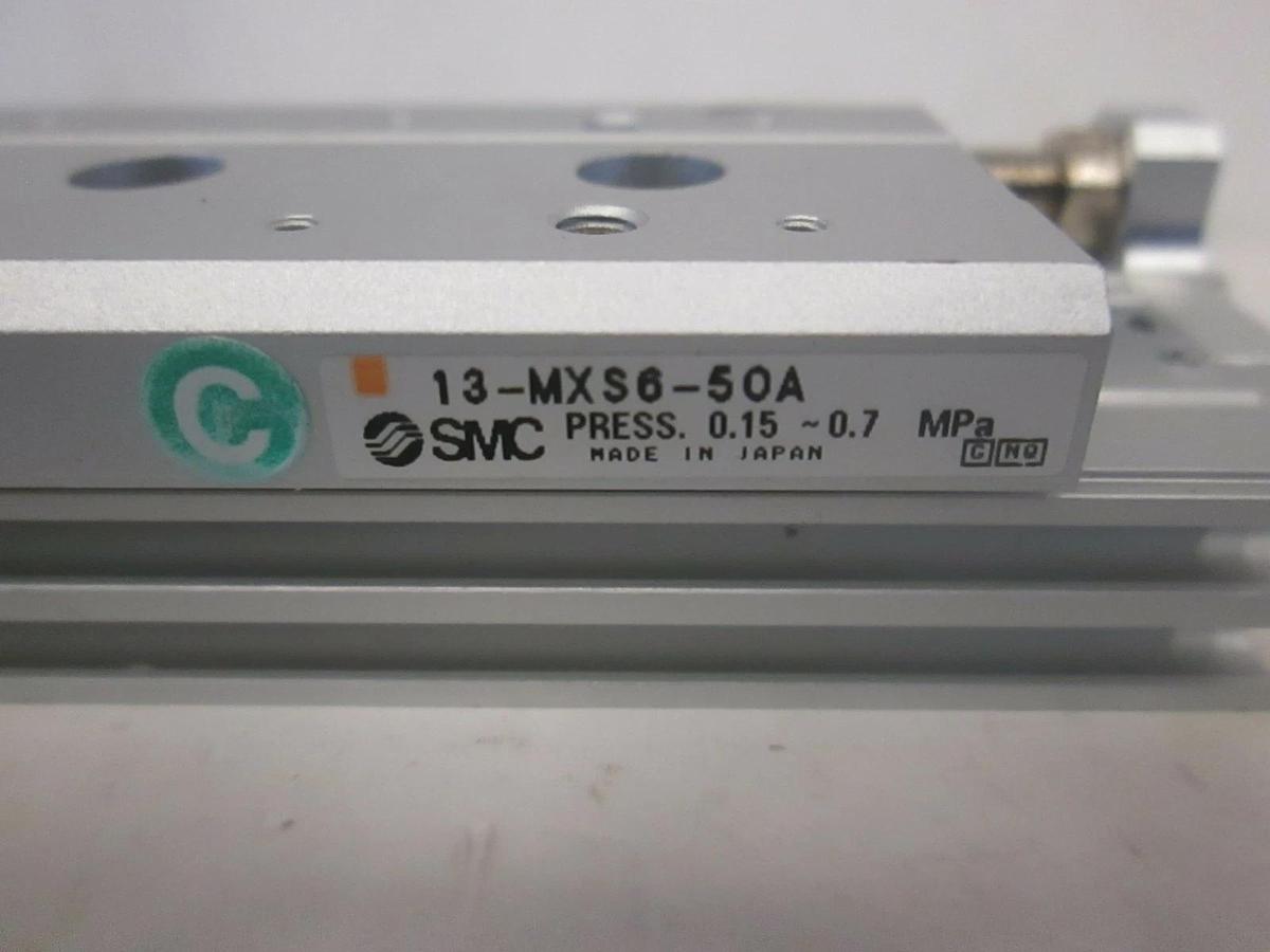 Used SMC 13-MXS6-50A Pneumatic Linear Guided Air Cylinder, Used