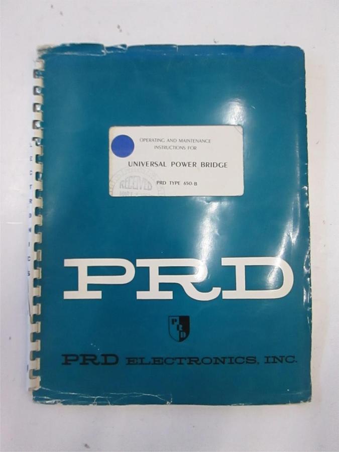 Used PRD Type 650-B Universal Power Bridge Operating and Maintenance, Used
