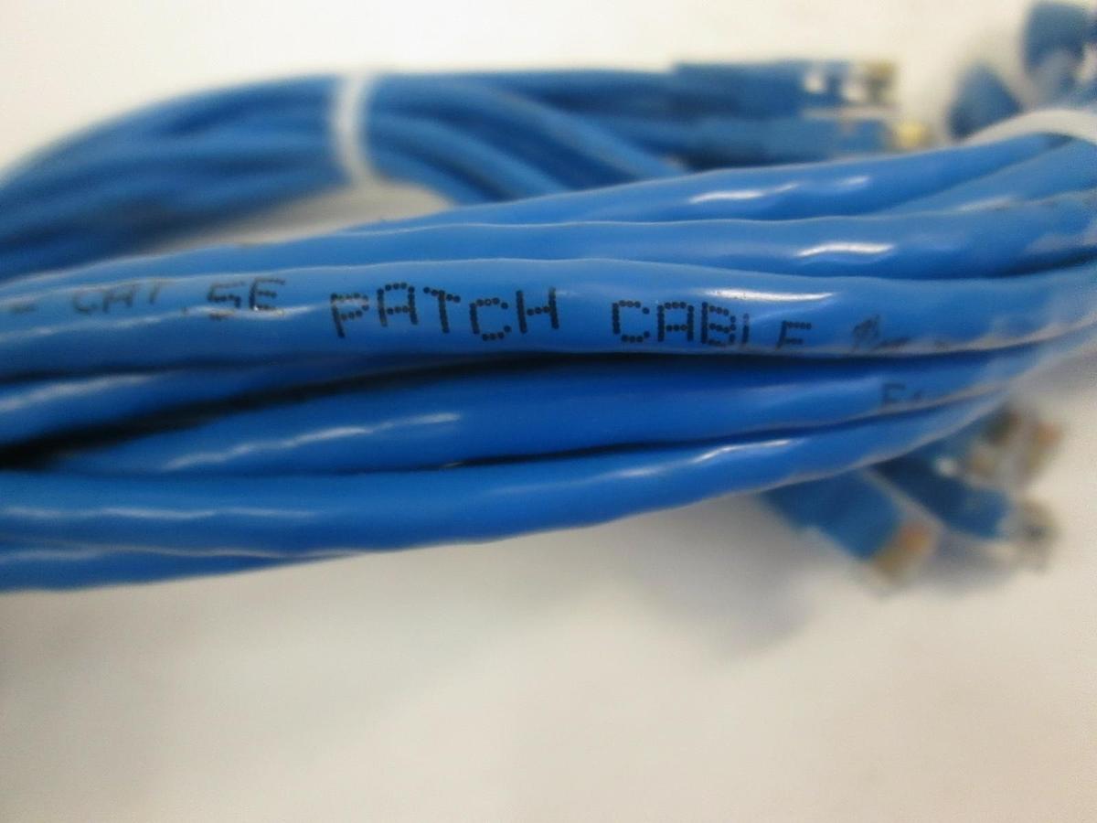 Used Ethernet Patch Cable To TIA/EIA, E188601, 1ft, Blue, Lot of 25