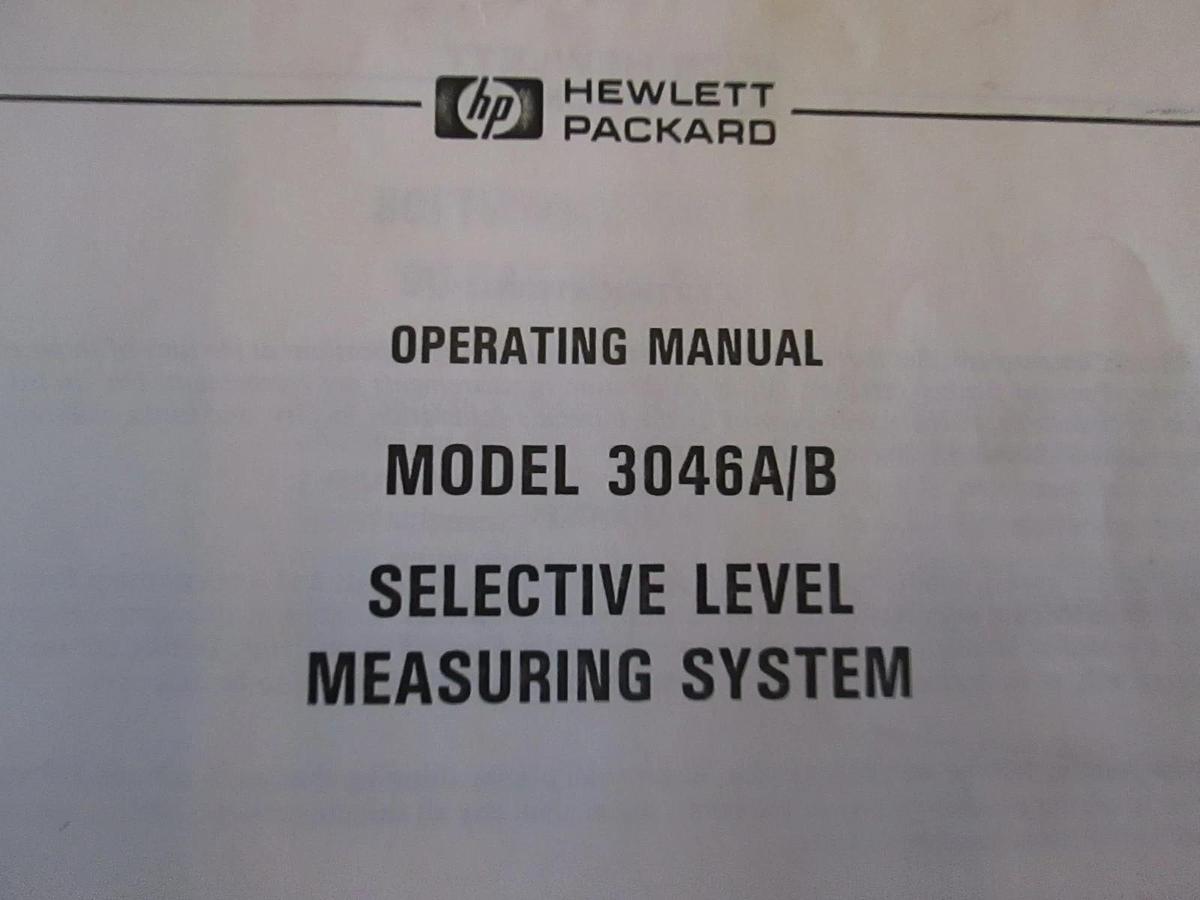 Used HP Model 3046A/B Selective Level Measuring System Operating Manual, Used