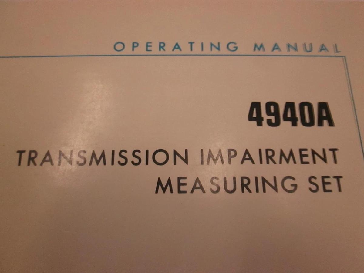 Used HP 4940A Transmission Impairment Measuring Set Operating Manual, Used