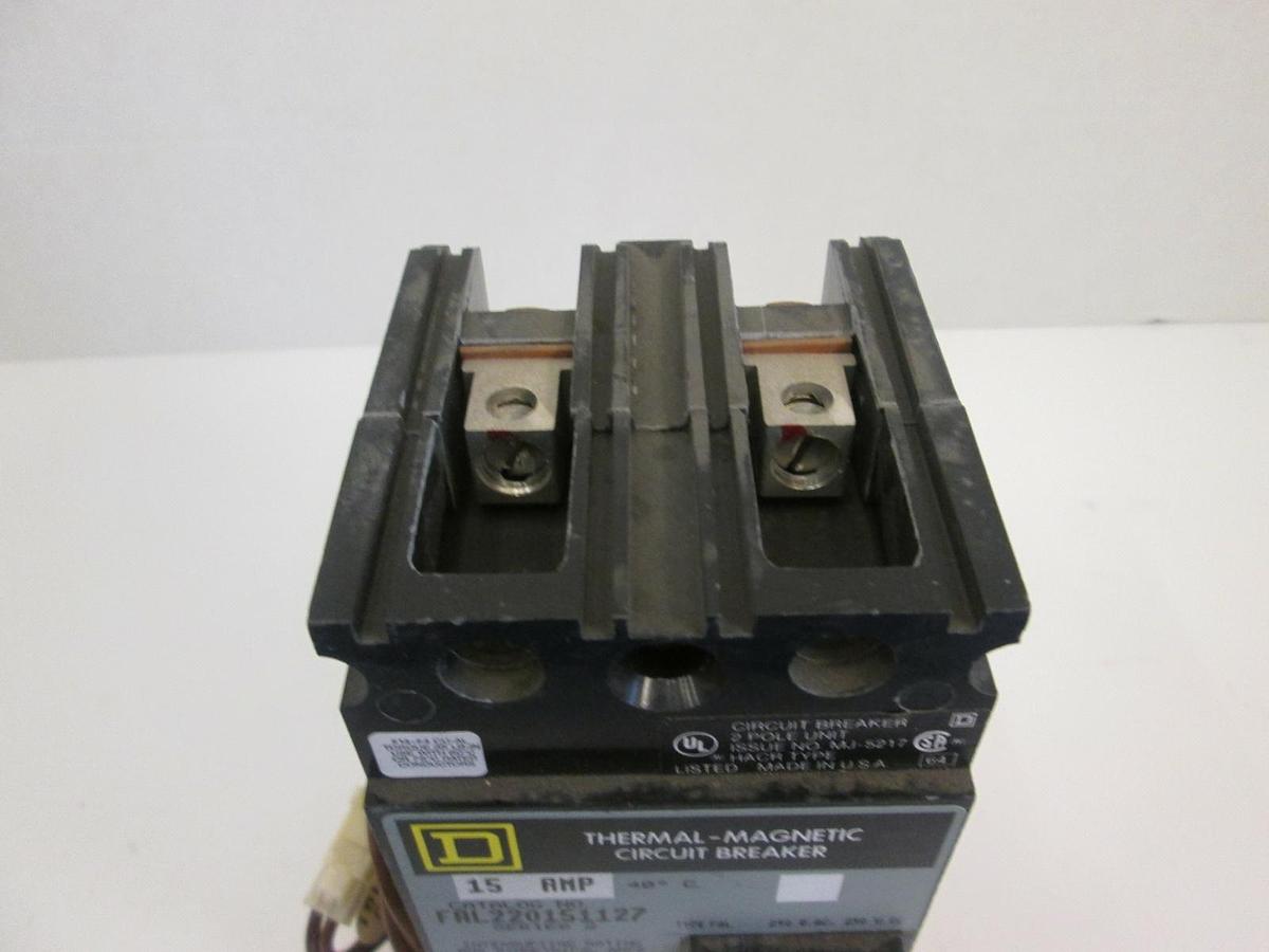 Used Square D FAL220151127 Circuit Breaker, 15AMP, 2 Pole, Series 2