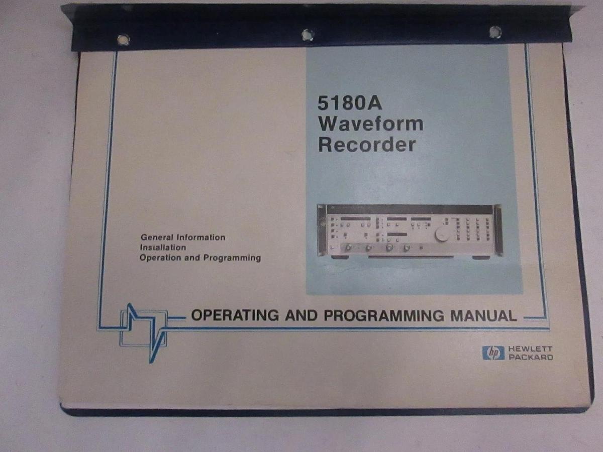 Used HP 5180A Waveform Recorder Operating and Programming Manual, Used