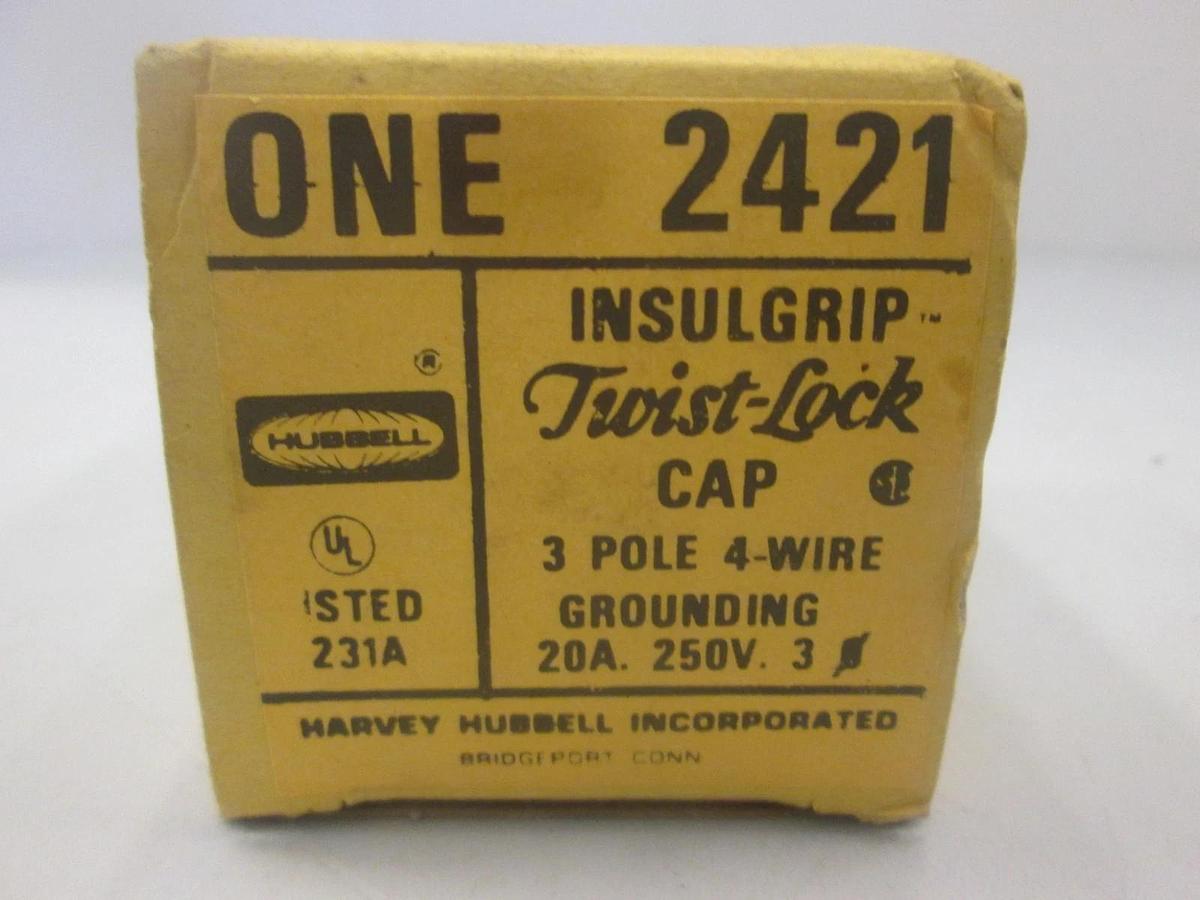 Hubbell, One 2421, Insulgrip Twist-Lock Cap, 3 Pole, New
