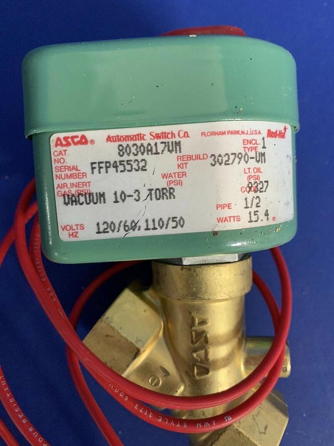 Used ASCO 8030A17VM 1/2" 2-Way Solenoid Valve, Used