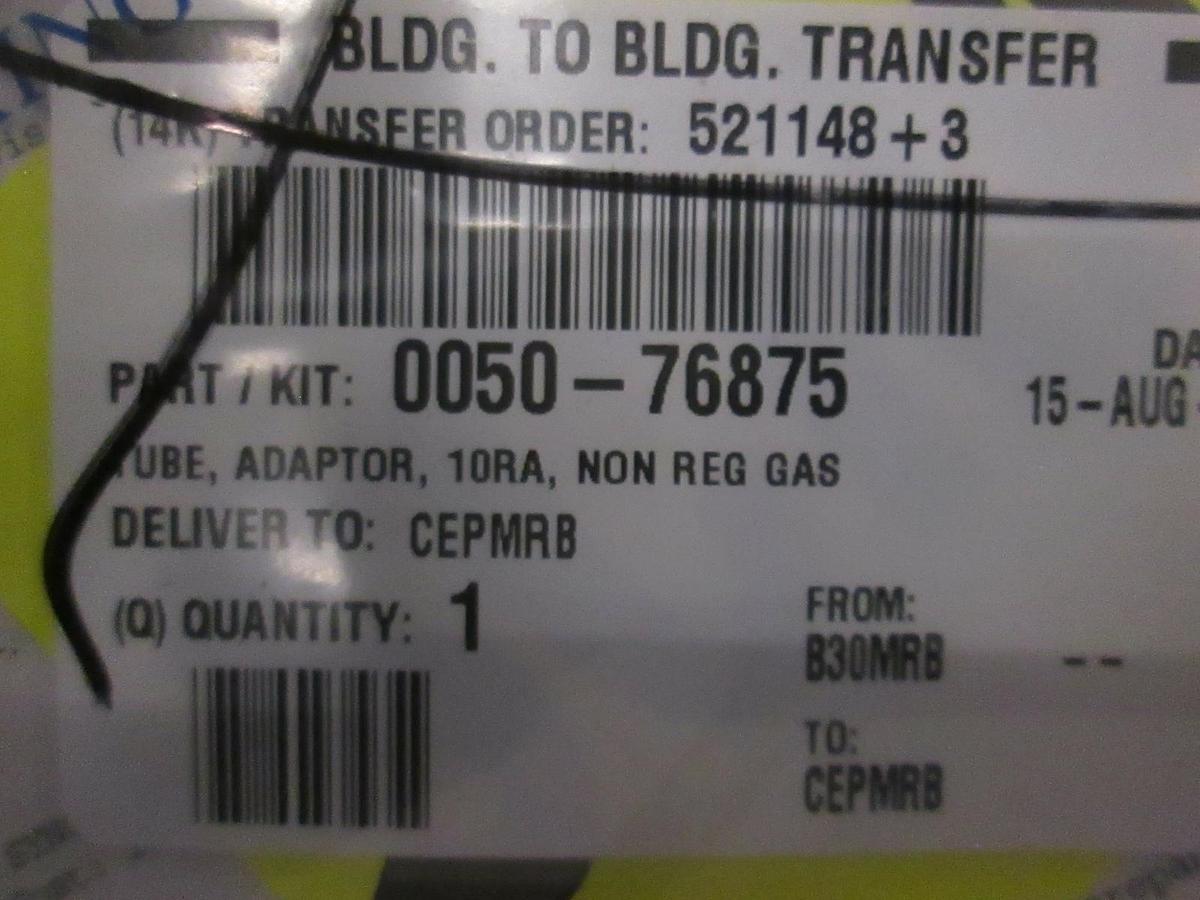 AMAT, Tube, Adaptor 10RA, Non Reg Gas, 0050-76875, New