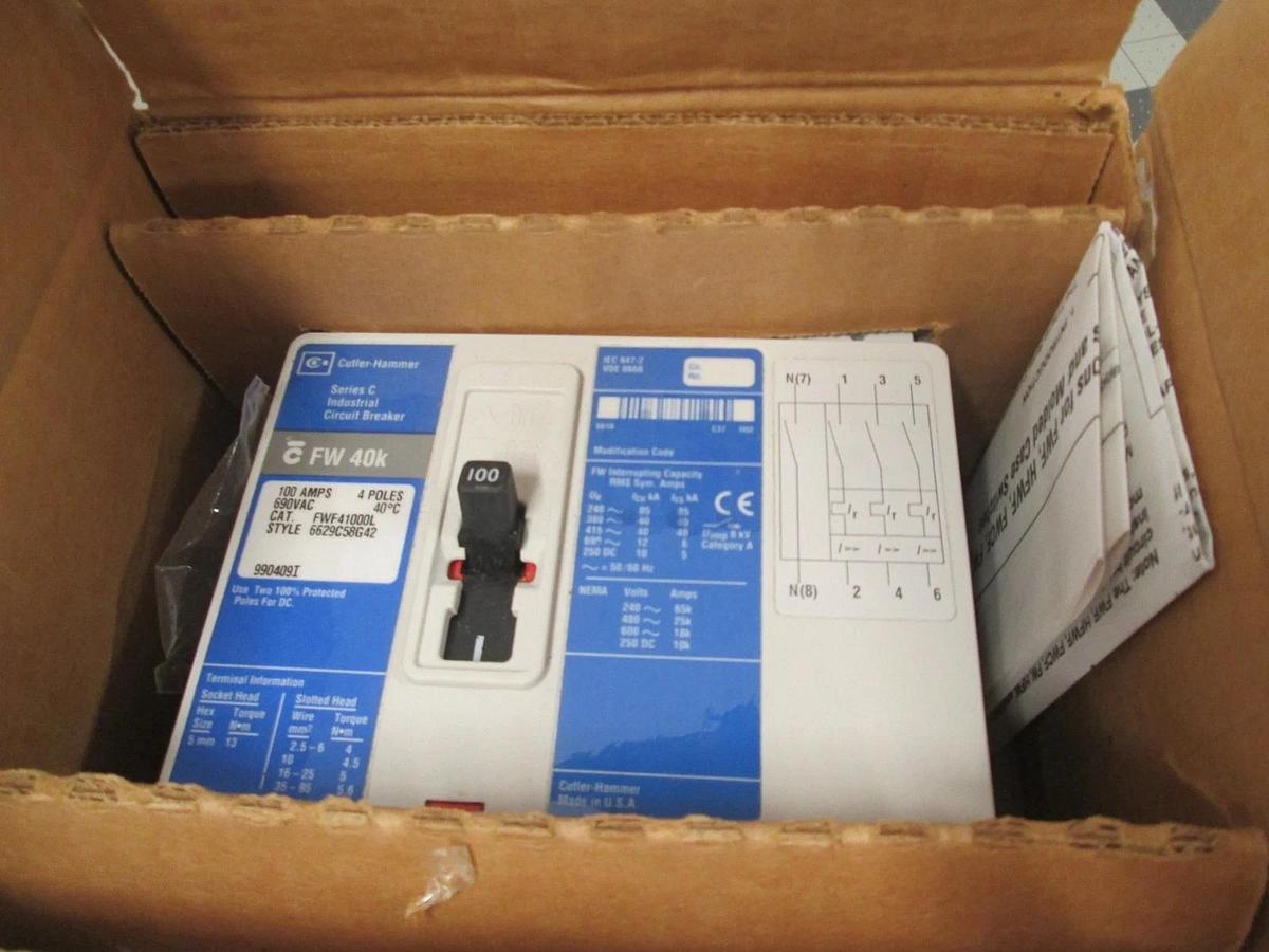 Cutler-Hammer, FWF41000L, Series C, 100A, 690VAC, 4 Pole, New