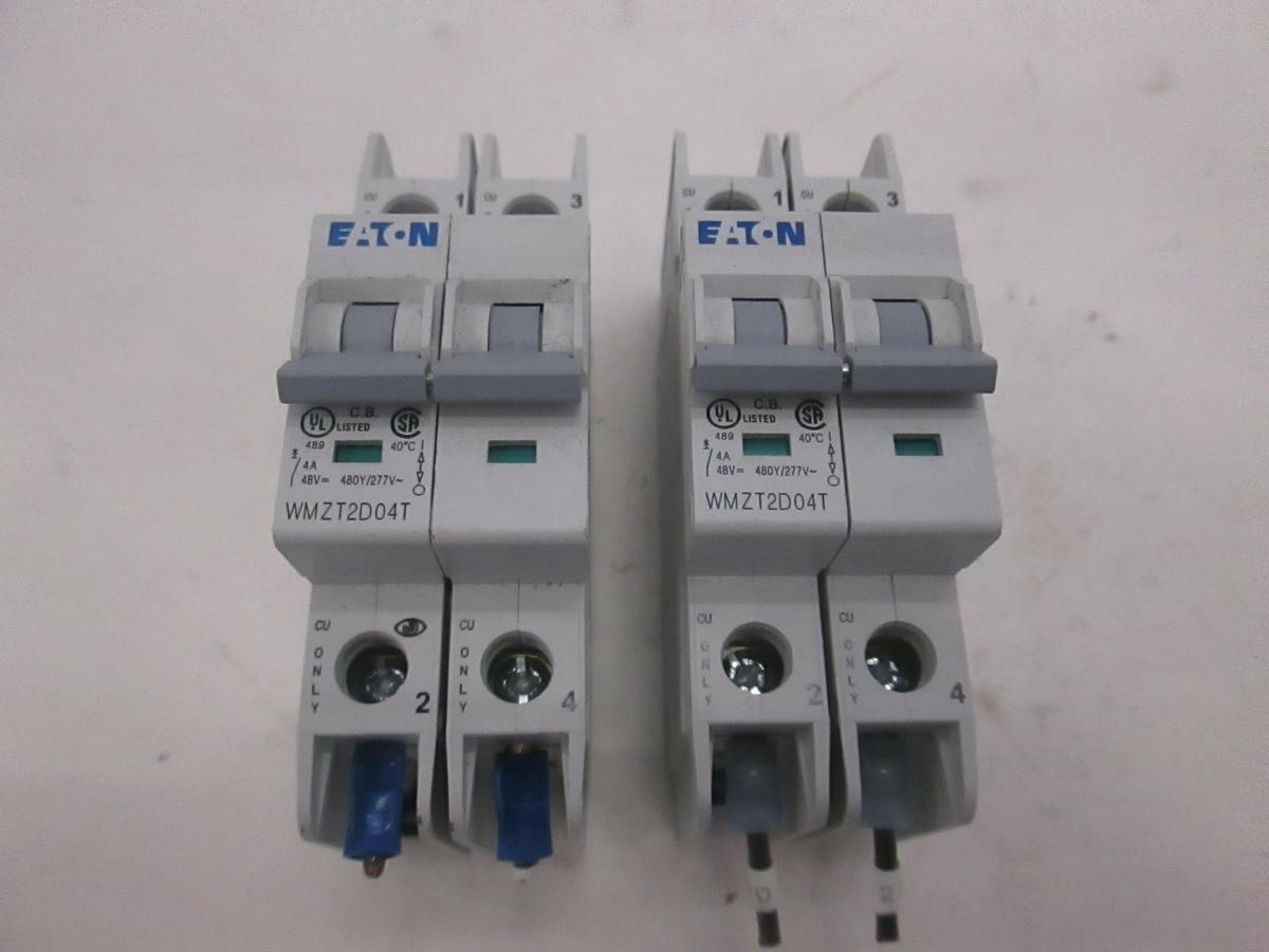 Used Eaton, WMZT2D04T, 2 Pole Circuit Breaker, Used, Lot of 2