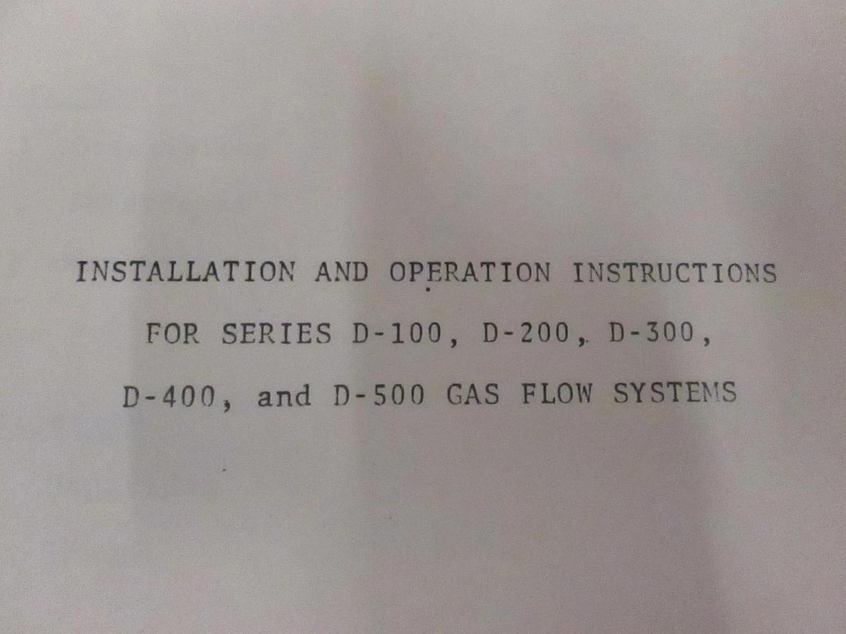 Used CorsoGray Gas Flow System Install and Operation Instruction, Used