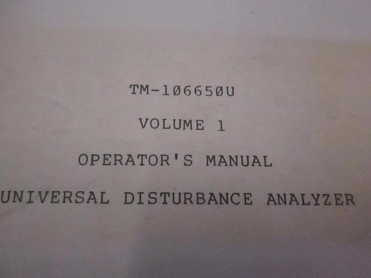 Used Dranetz TM-106650U Volume 1 Disturbance Analyzer Operators Manual, Used