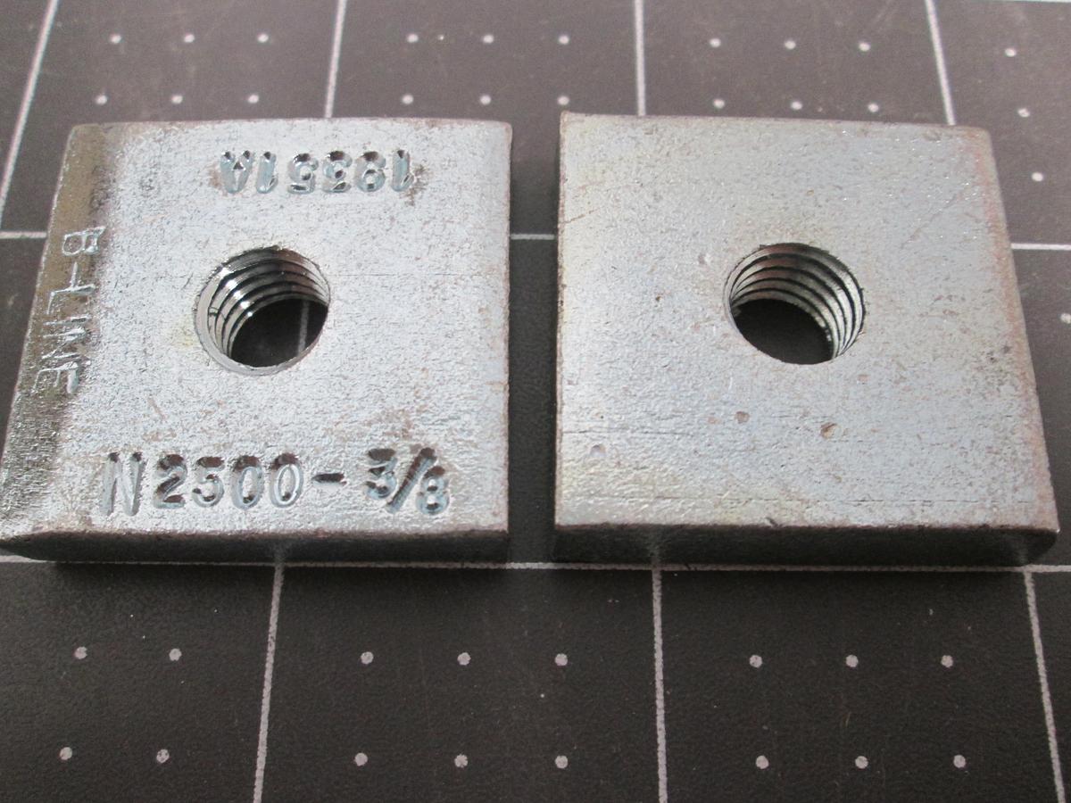 Used Eaton B-Line N2500-3/8ZN, Zinc Plated Insert Square Nuts Lot of 100