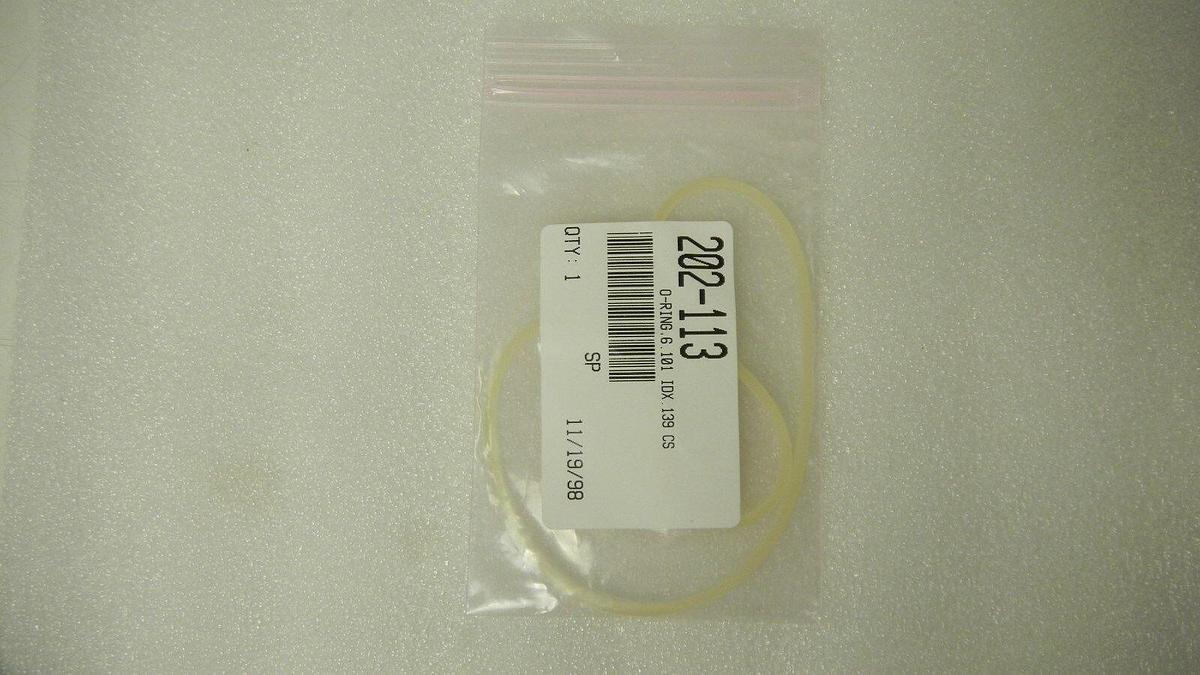 Used Ontrak, Lam Research, Clear O-Ring 202-113, 6.101 ID x .139 CS, NIP