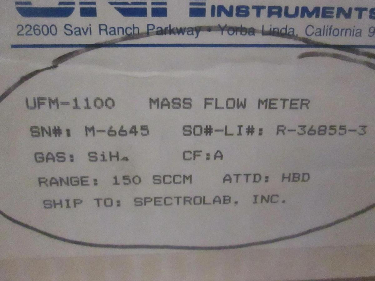 Used Unit UFM-1100, SIH4, 150 SCCM, NIB