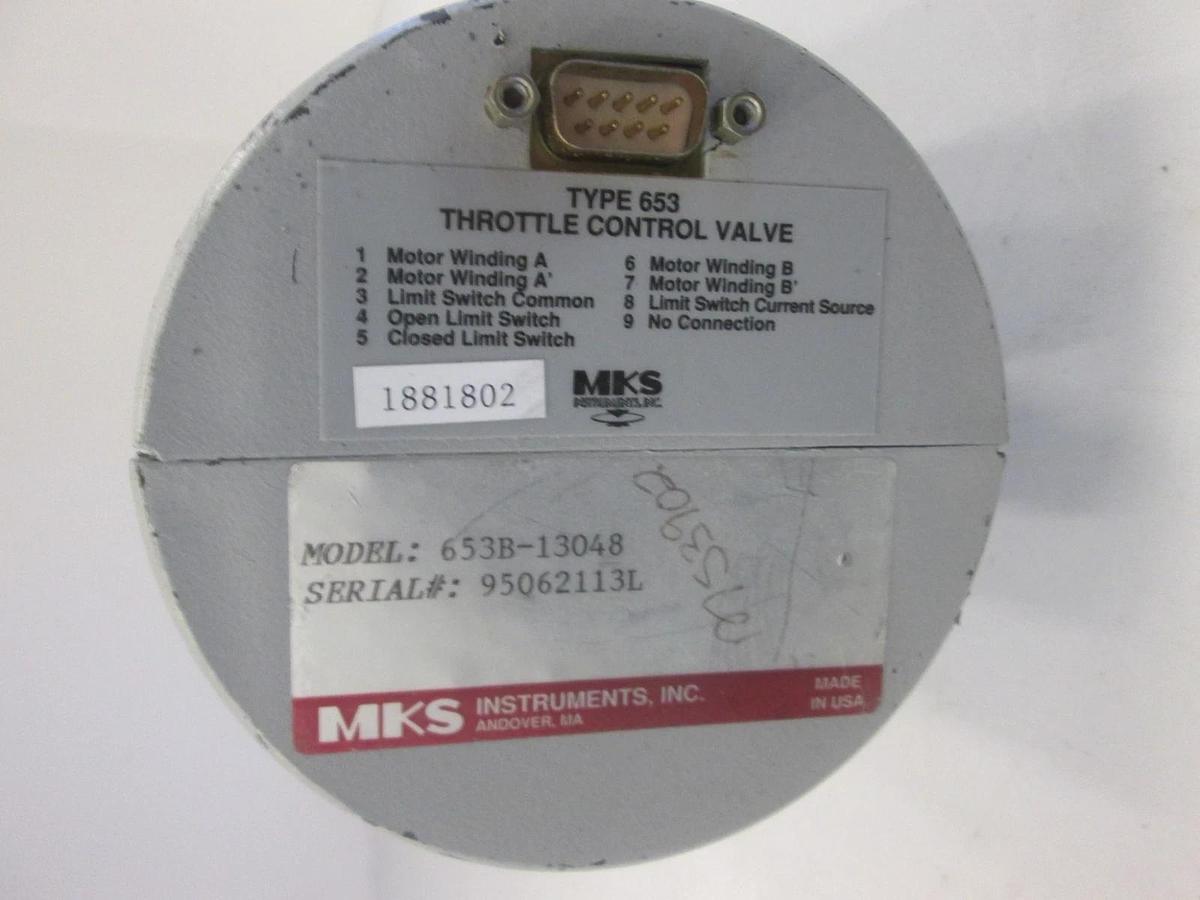 Used MKS, Type 653 Throttle Control Valve, 653B-13048, Used