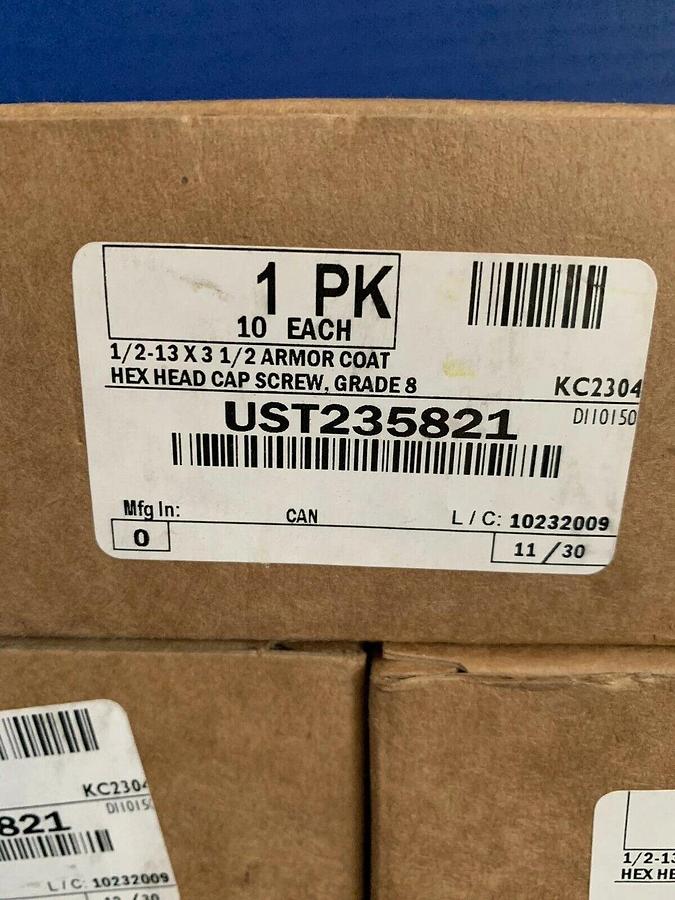 Hex Head Cap Screw, 1/2"-13 x 3-1/2" Armor Coat Steel, Lot of 50 New