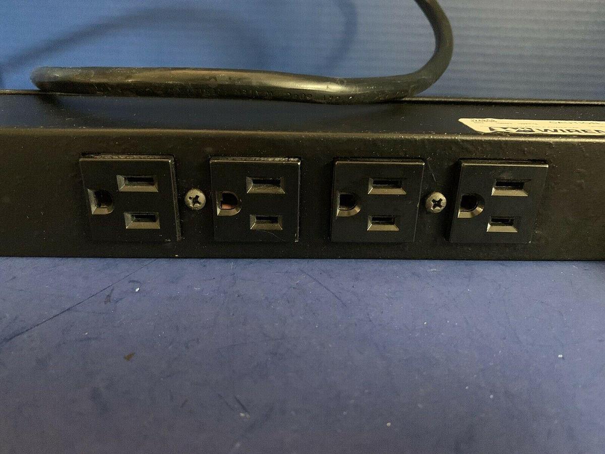 Used Wiremold J24B0B  Rack Mount Power Strip w/ 6 Outlets & AMP Circular Connector