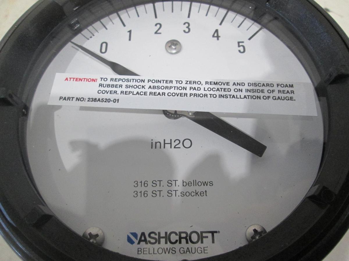 Ashcroft, Duragauge, 4-1/2", 0-5, H2O Fill, New