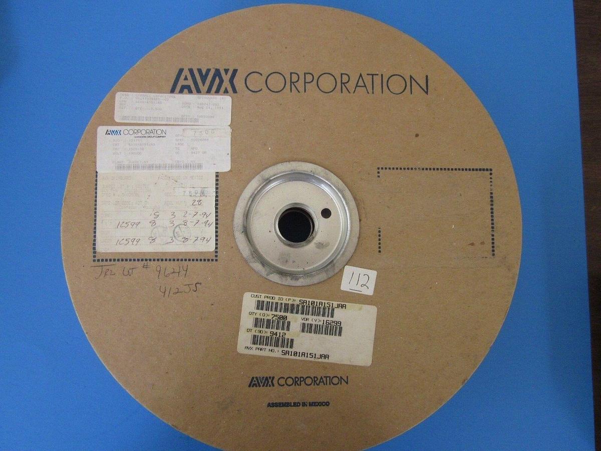 AVX CERAMIC CAPACITOR SA101A151JAA 100VDC CAP: 150+/- 5% QTY: 7500