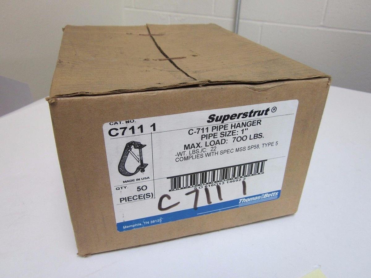 Used Thomas & Betts Superstrut J Pipe Hanger  for 1" Pipe  C711 1 - Box of 50