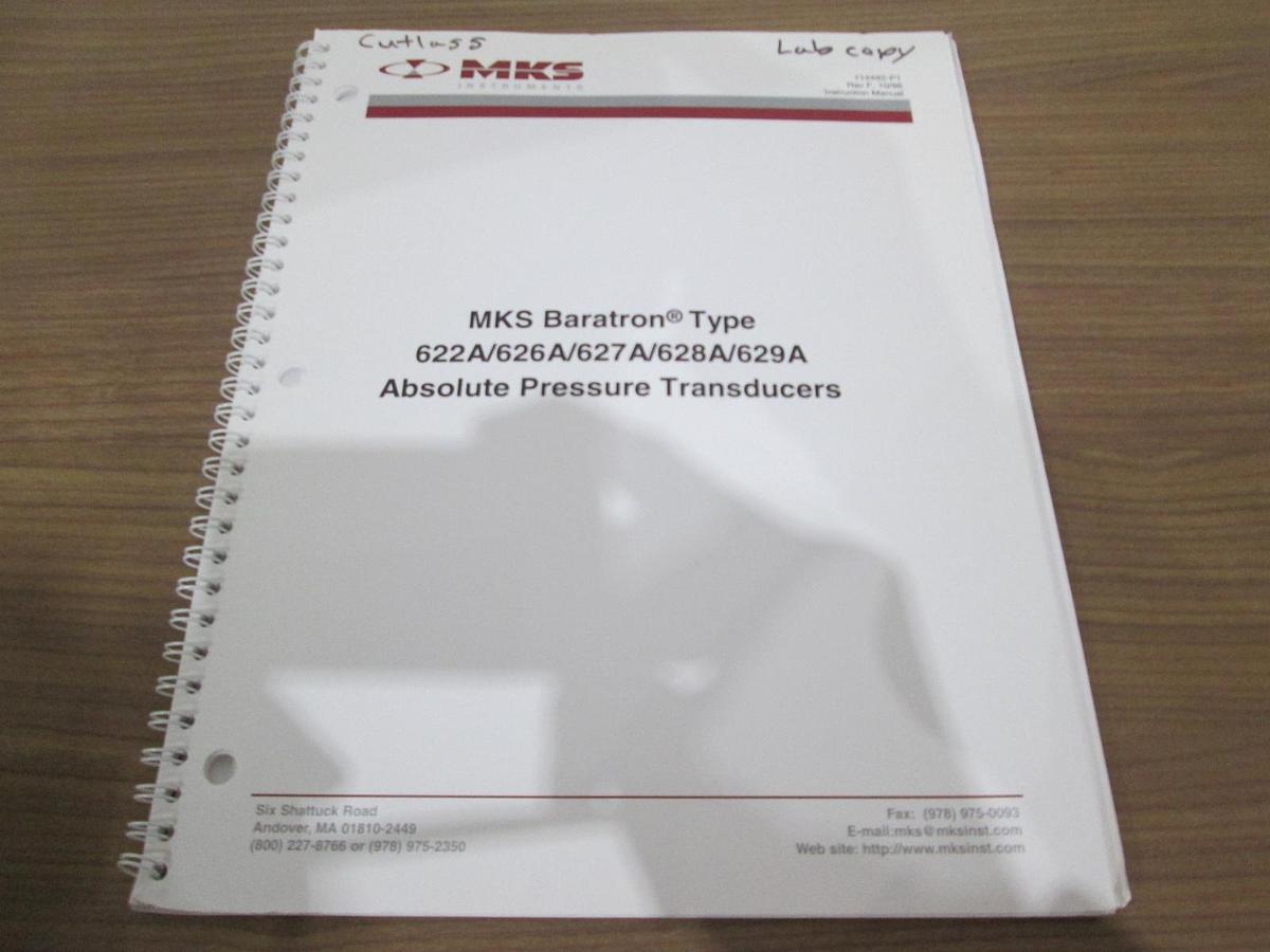 Used MKS, 622A/626A/627A/628A, Baratron Pressure Transducer Instruction Manual, Used