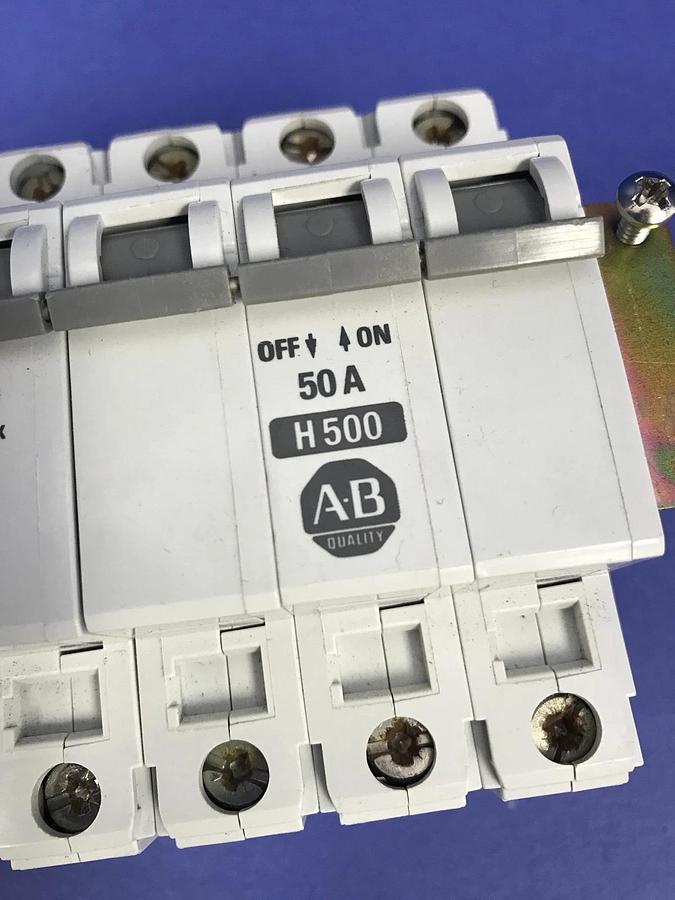 Used Allen-Bradley 1492-ACB H500 Circuit Breaker 4-Pole, 50A, Lot of 2