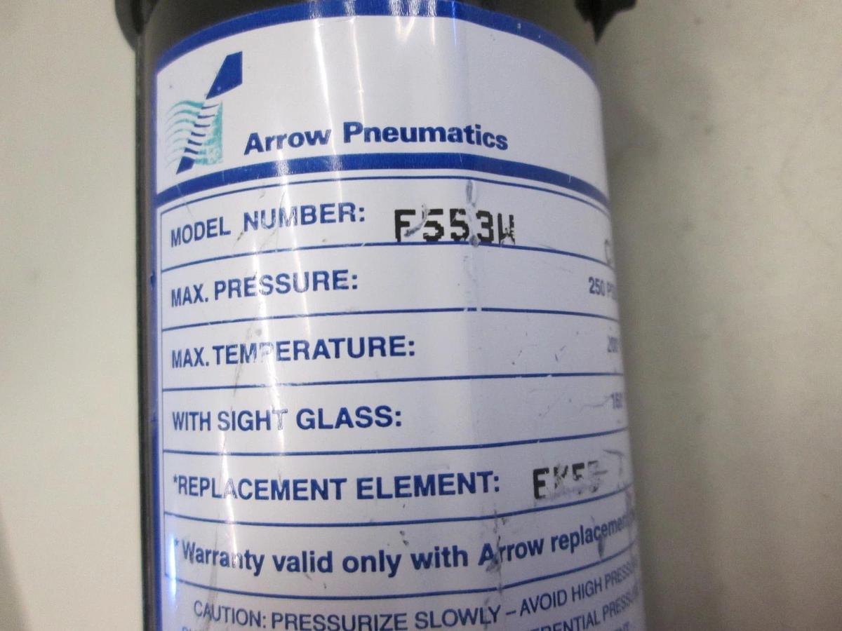 Used Arrow Pneumatics, F553W, 250 PSIG, Tri-Star Coalescing Filter, Used