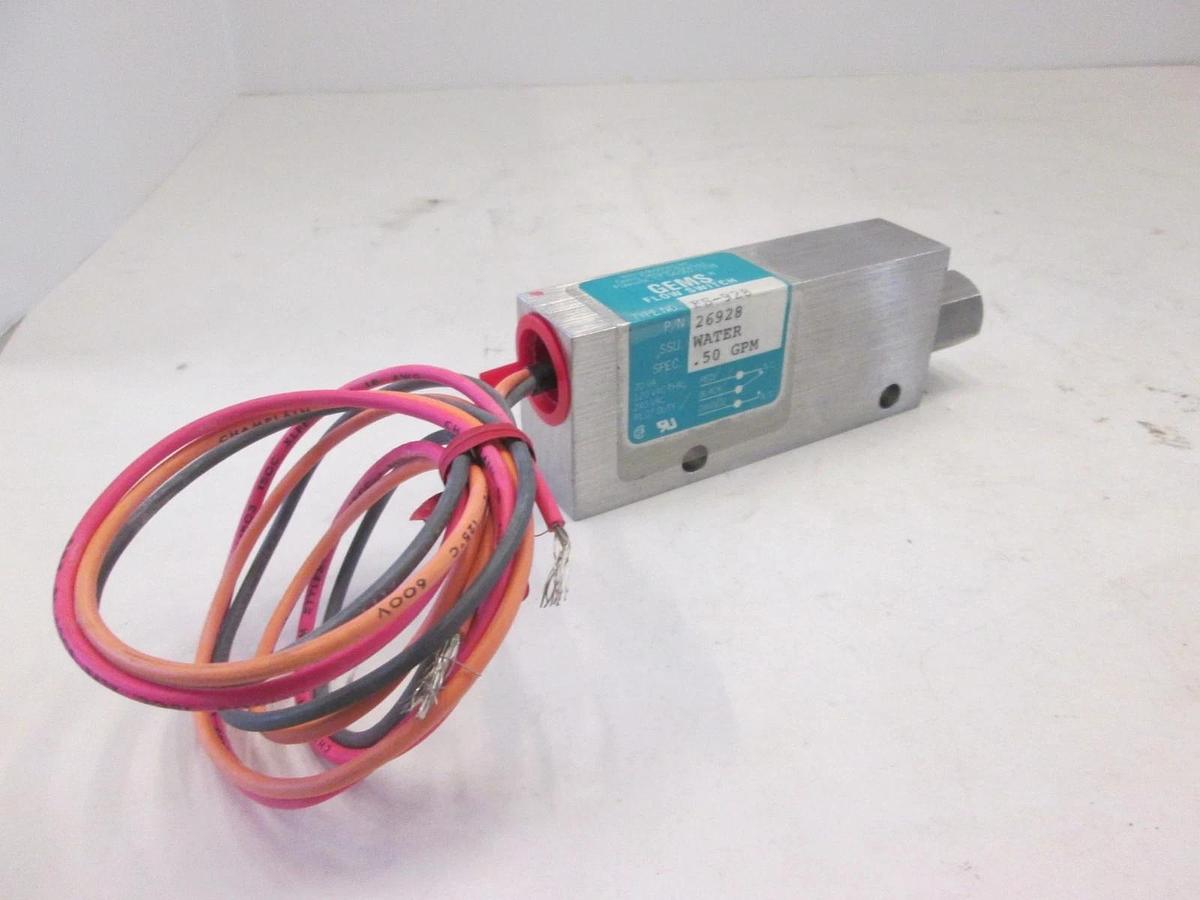 Used GEMS Sensors Type FS-928, Piston Type Flow Switch, .50 GPM Water, Used