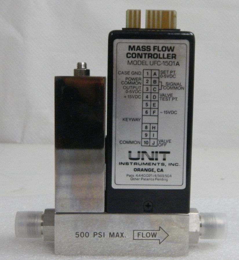 Used Unit UFC-1501A, Mass Flow Controller, Gas- SF6, Range- 8 SCCM, 1/4" M I/O VCR