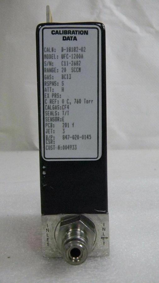 Used Unit UFC-1200A, Mass Flow Controller, Gas- BC13, Range- 20 SCCM, 1/4" M I/O