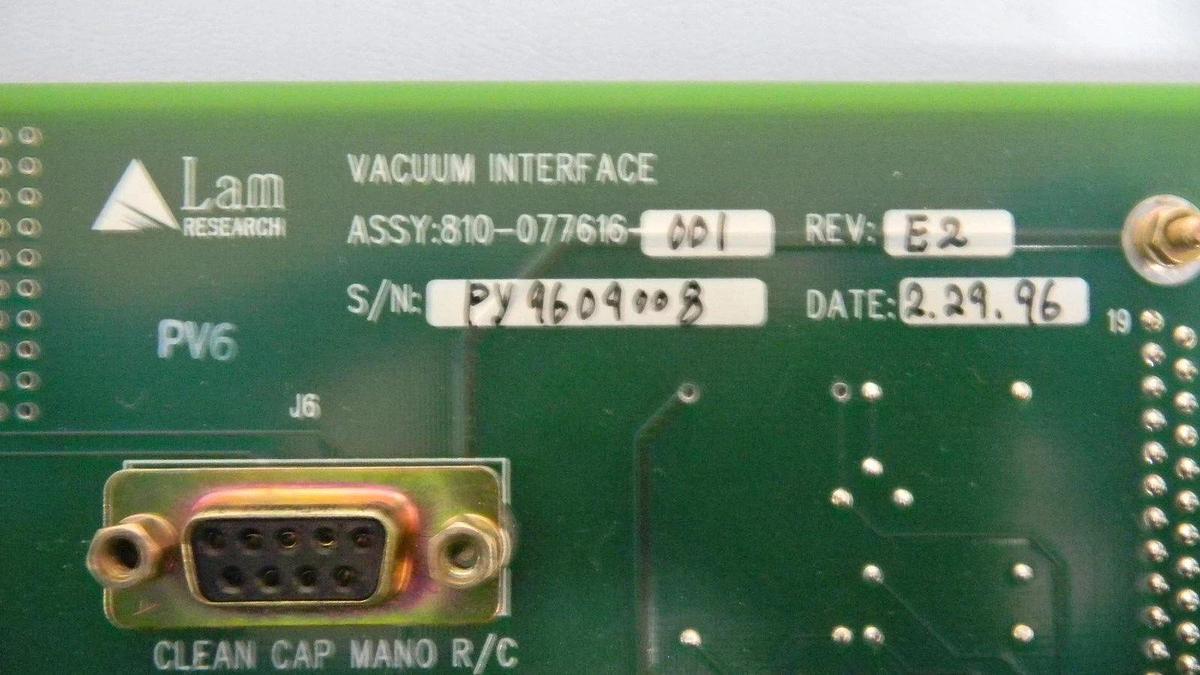 Used LAM Research 810-077616-001 Rev E2, Vacuum Interface, PCB, Working When Removed