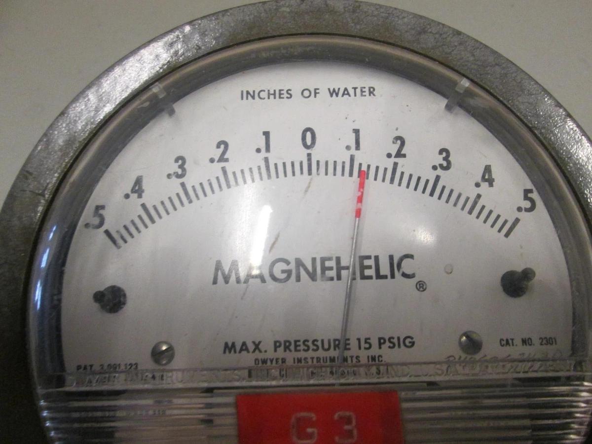 Used Dwyer, Magnehelic Pressure Gauge .5-0-.5", 2301, Used