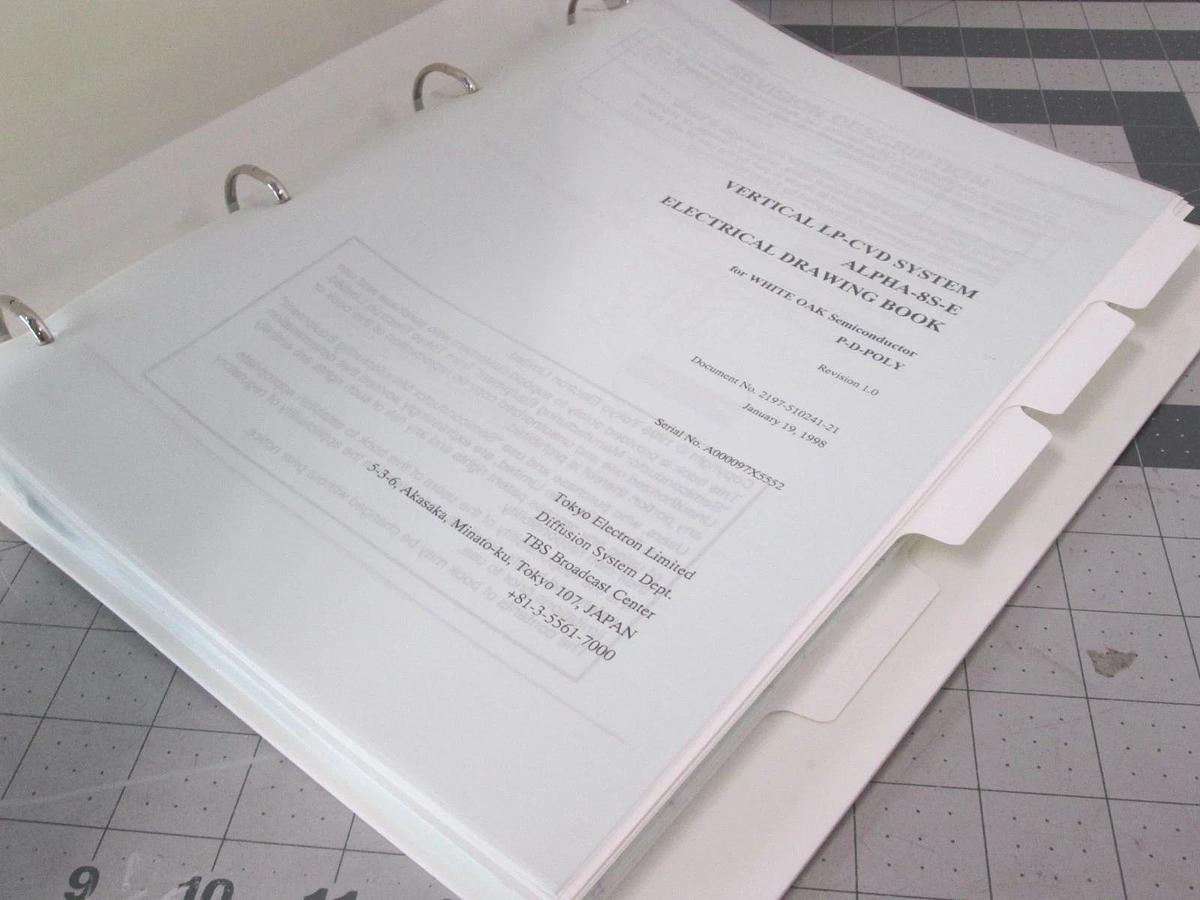 Used TEL Tokyo, ALPHA-8S-E, Electrical Drawing Book P-D-POLY, REV 1.0, Used