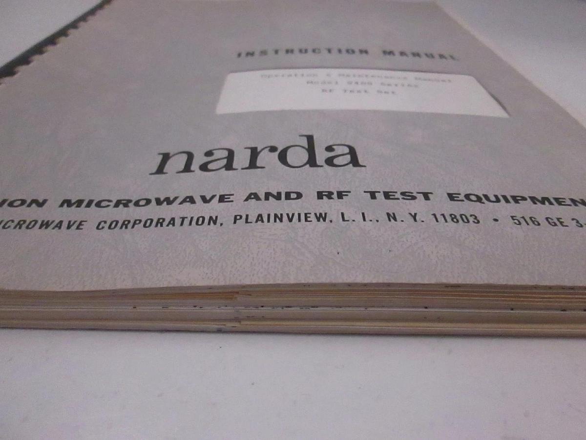 Used Narda Model 9400 Series RF Test Set, Operation and Maintenance Manual, Used